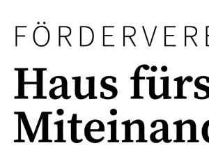 Logo des Fördervereins Haus fürs Miteinander e.V. mit einem grünen stilisierten Haussymbol auf der linken Seite und dem Text 