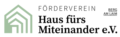 Logo des Fördervereins Haus fürs Miteinander e.V. mit einem grünen stilisierten Haussymbol auf der linken Seite und dem Text 