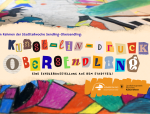 Buntes Plakat mit verspielten ausgeschnittenen Buchstaben, das 